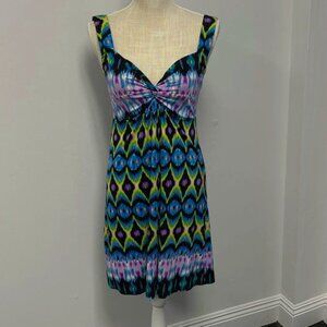 Joy Joy Women's Sundress - Multicolor Abstract - Size XS - EUC